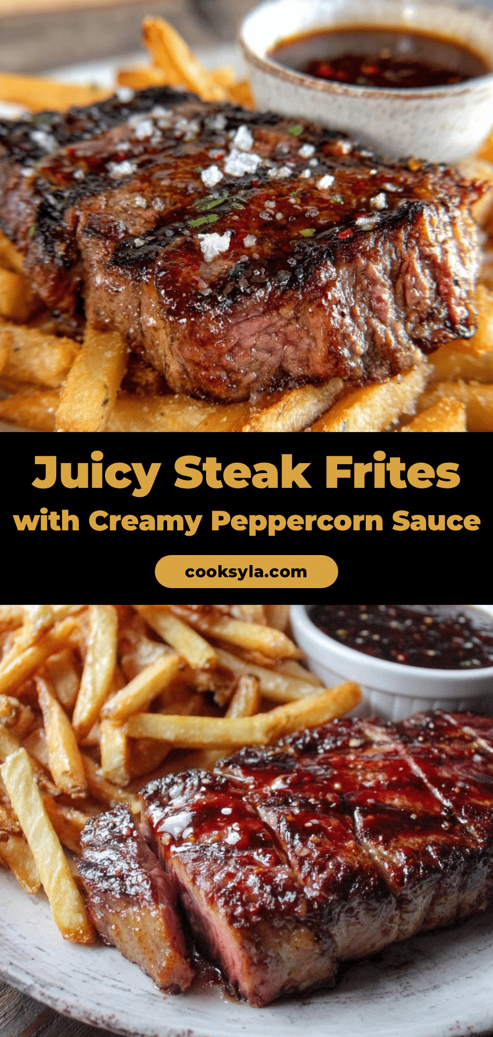 crispy steak frites with cognac peppercorn sauce recipe