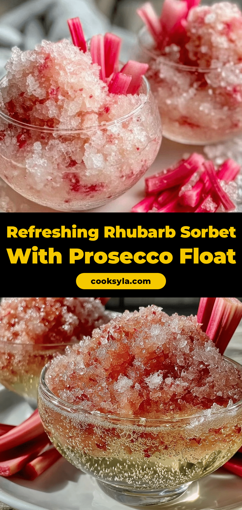 rhubarb sorbet with prosecco float recipe