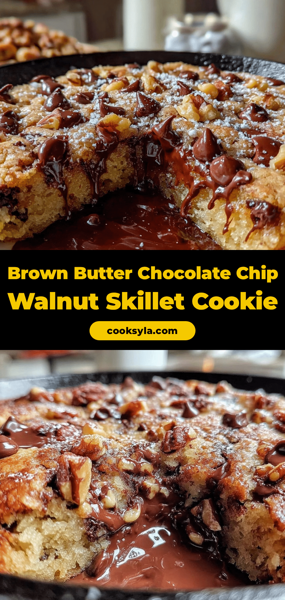 brown butter chocolate chip walnut skillet cookie recipe
