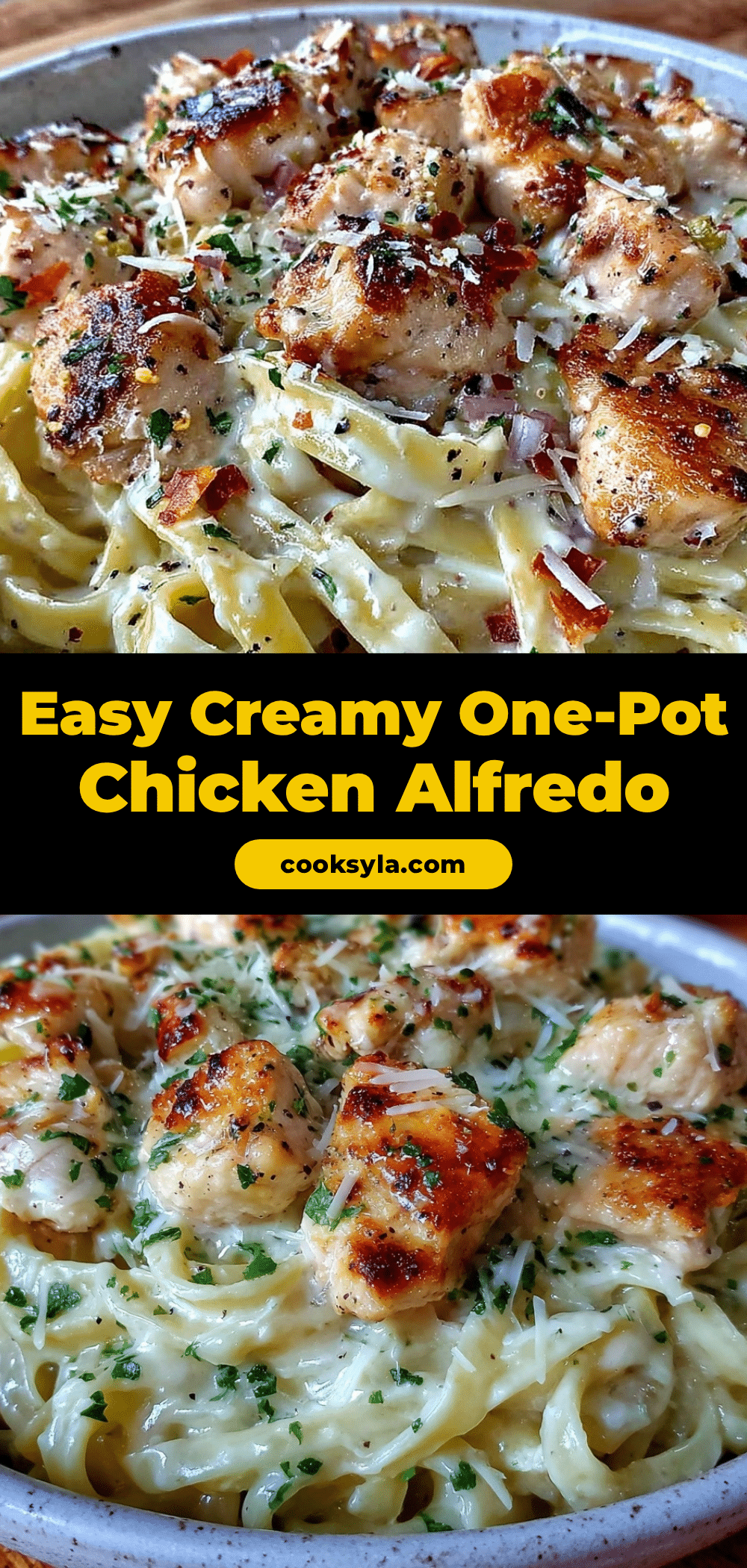 Easy Creamy One-Pot Chicken Alfredo Pasta recipe