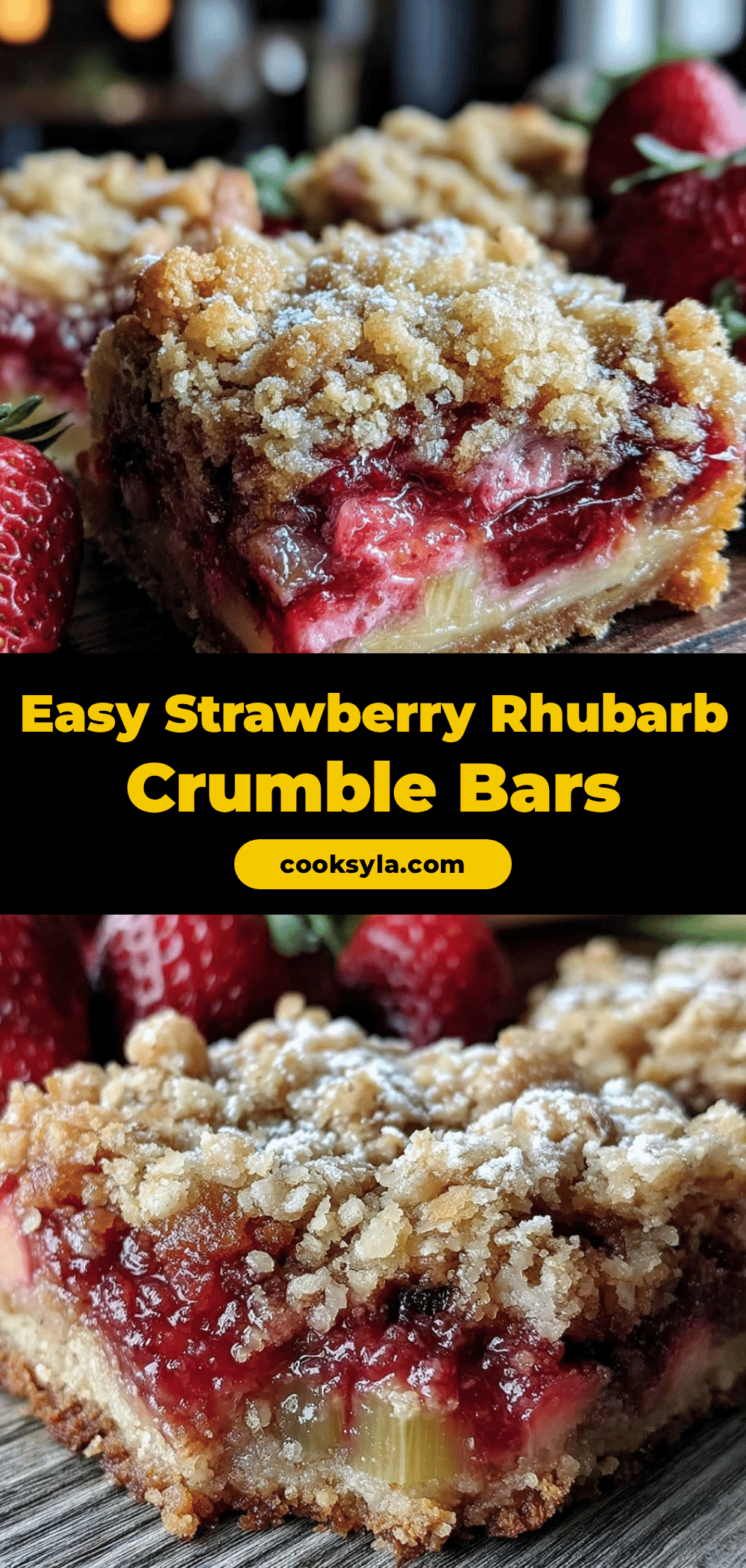 strawberry rhubarb crumble bars recipe