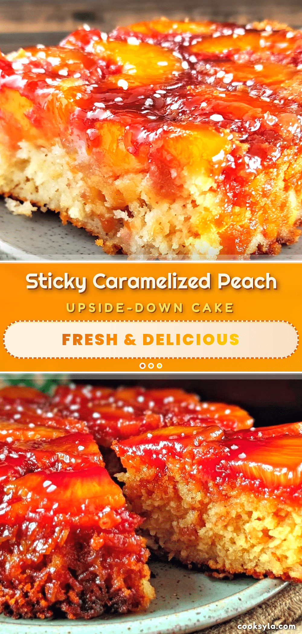 caramelized peach upside-down cake recipe