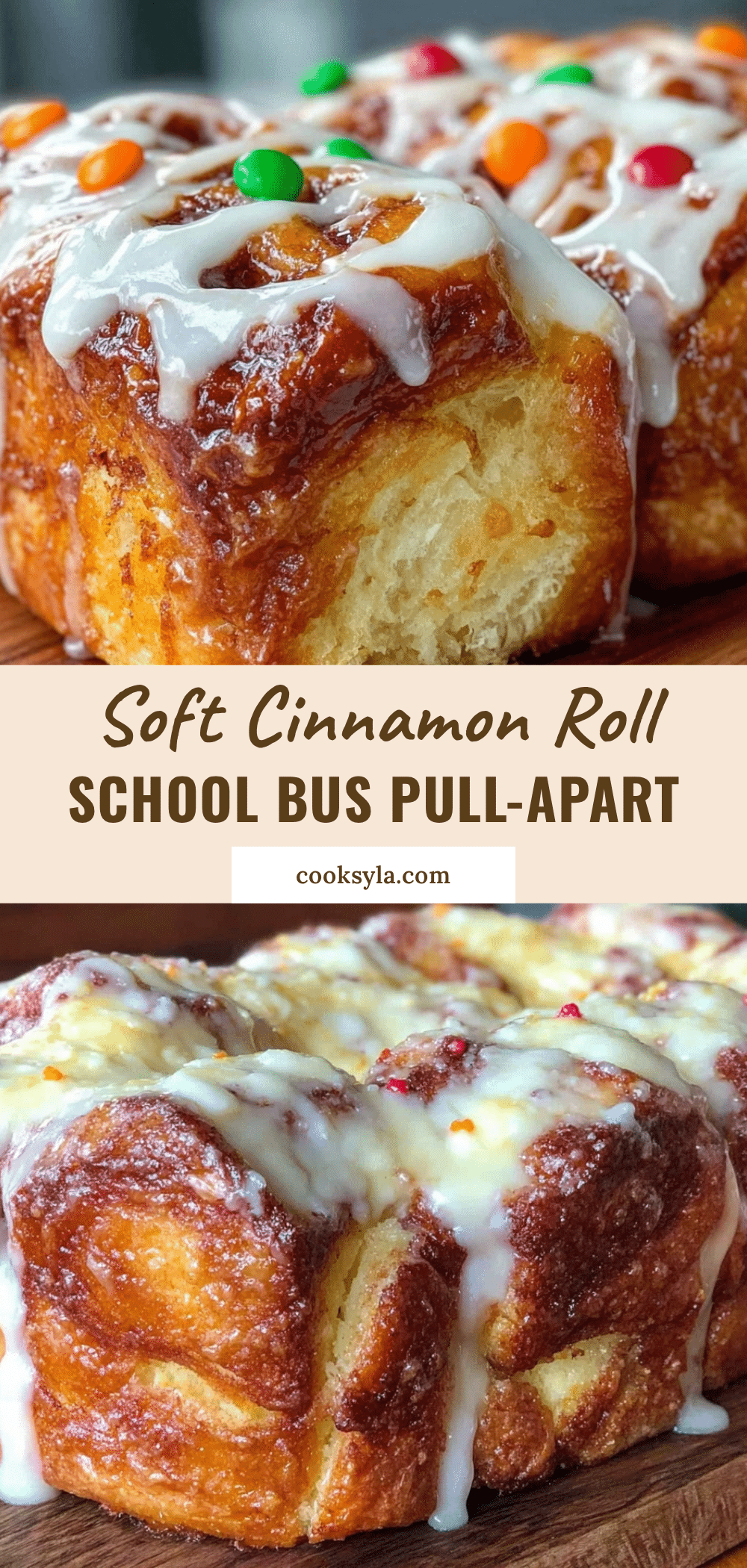 cozy cinnamon roll school bus pull-apart bread recipe