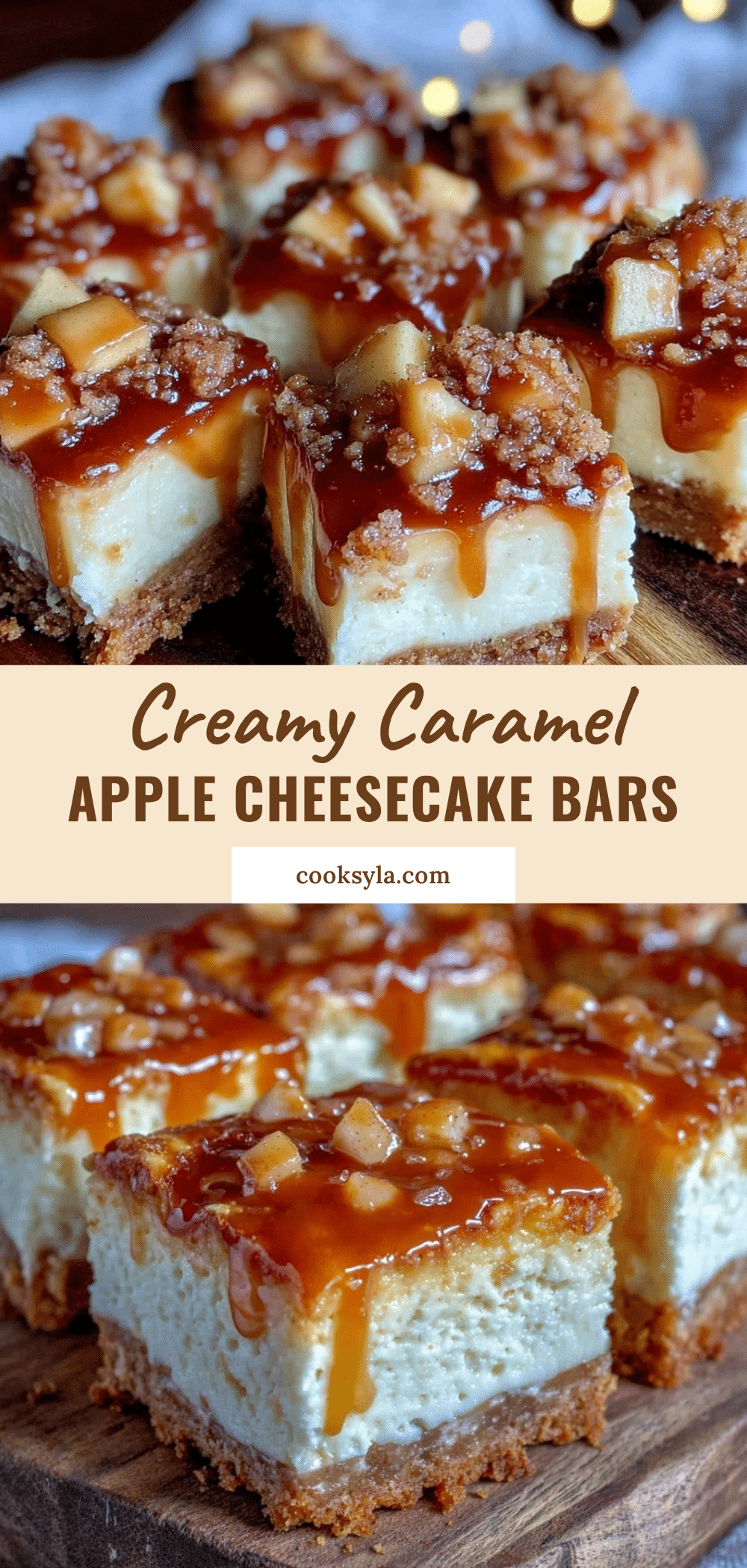 creamy caramel apple cheesecake bars recipe