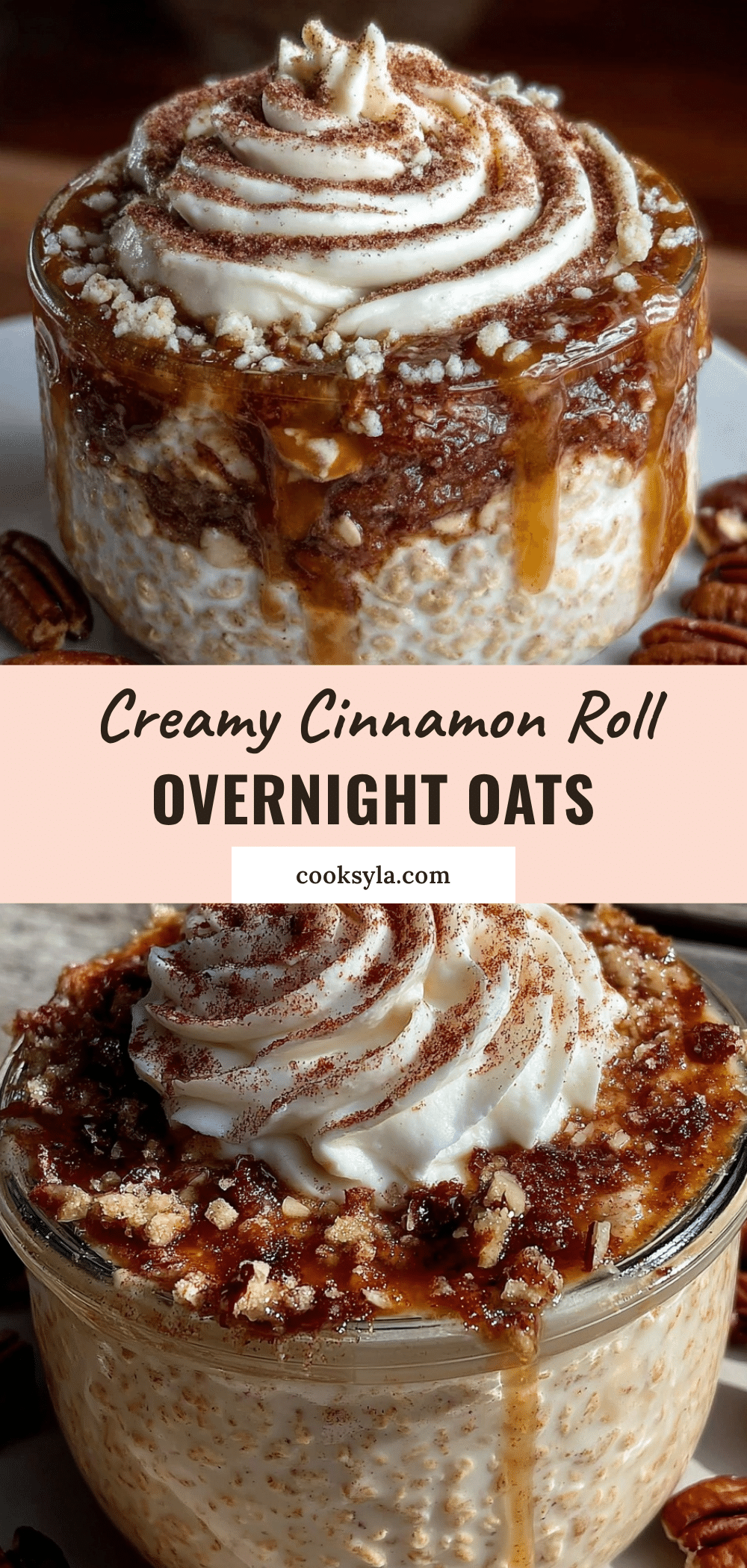 creamy cinnamon roll overnight oats recipe