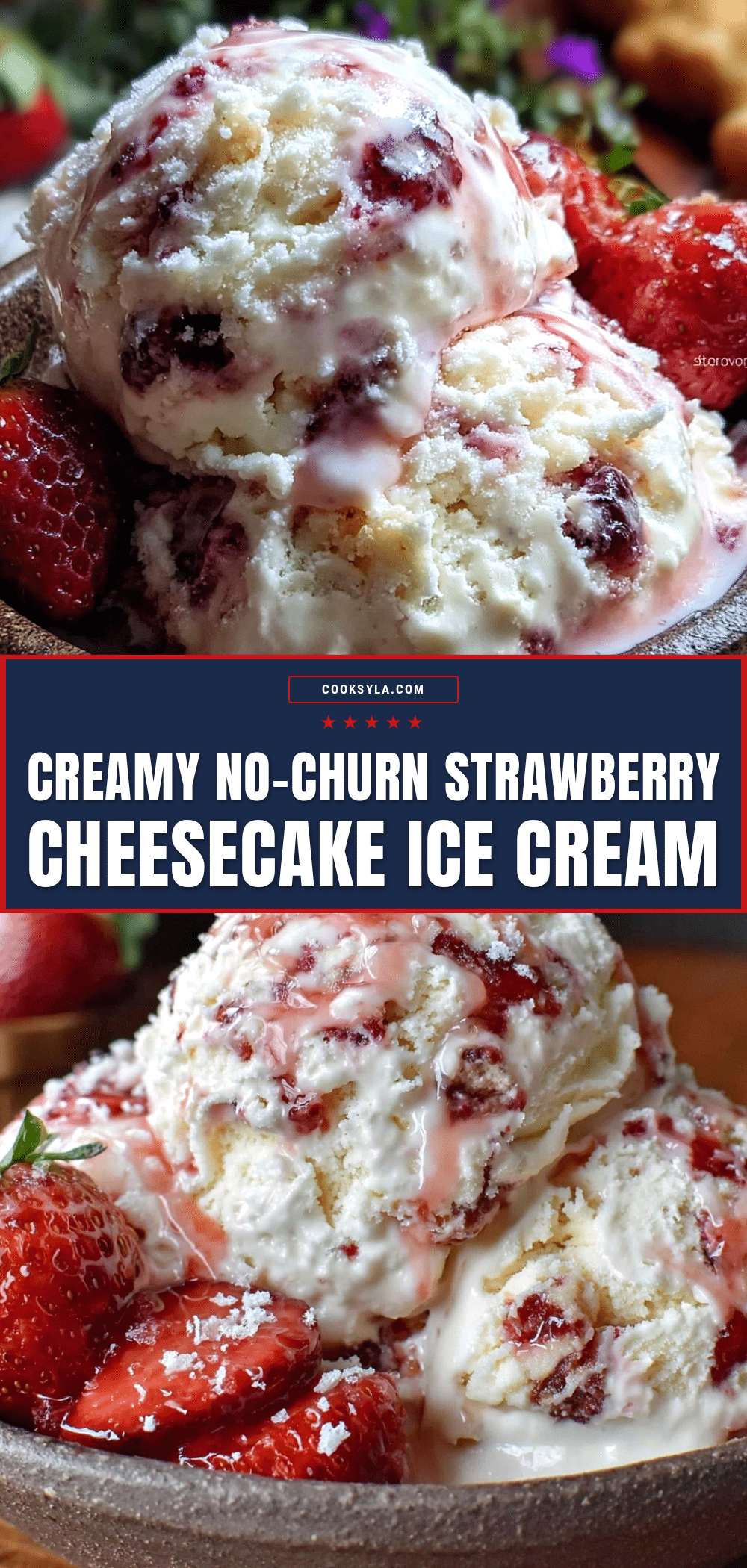 creamy no-churn strawberry cheesecake ice cream recipe