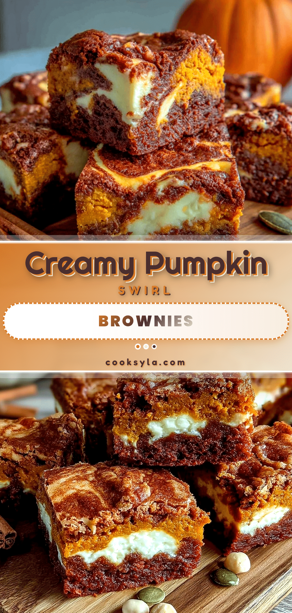 creamy pumpkin cream cheese swirl brownies recipe