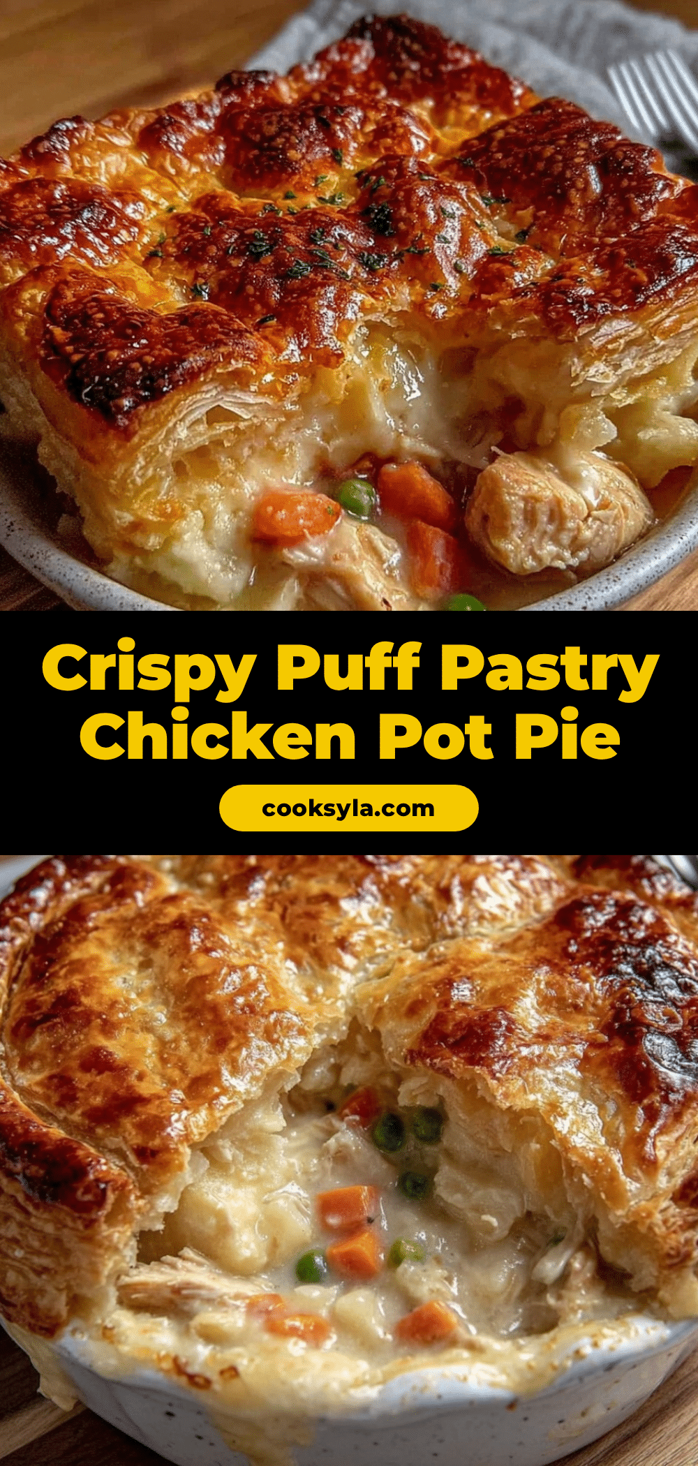 crispy homemade chicken pot pie with puff pastry recipe