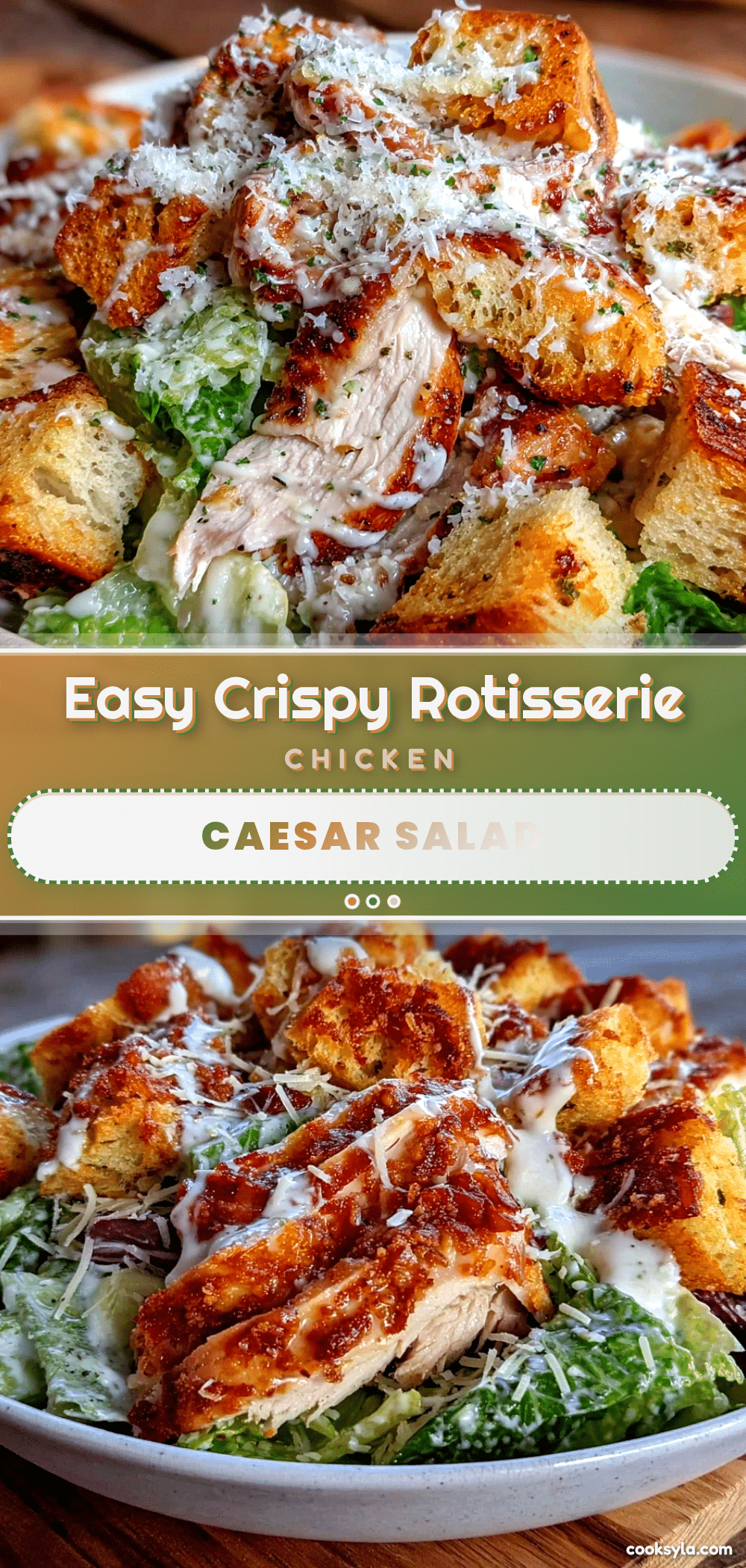 Easy Crispy Rotisserie Chicken Caesar Salad recipe
