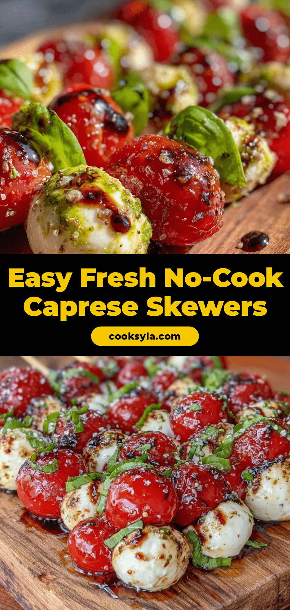 Easy Fresh No-Cook Caprese Skewers recipe