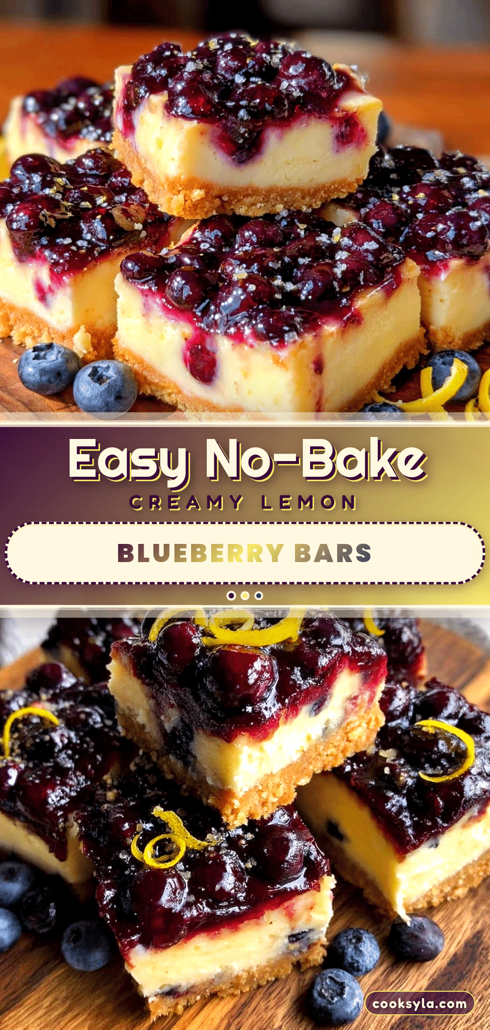 no-bake lemon blueberry cheesecake bars recipe
