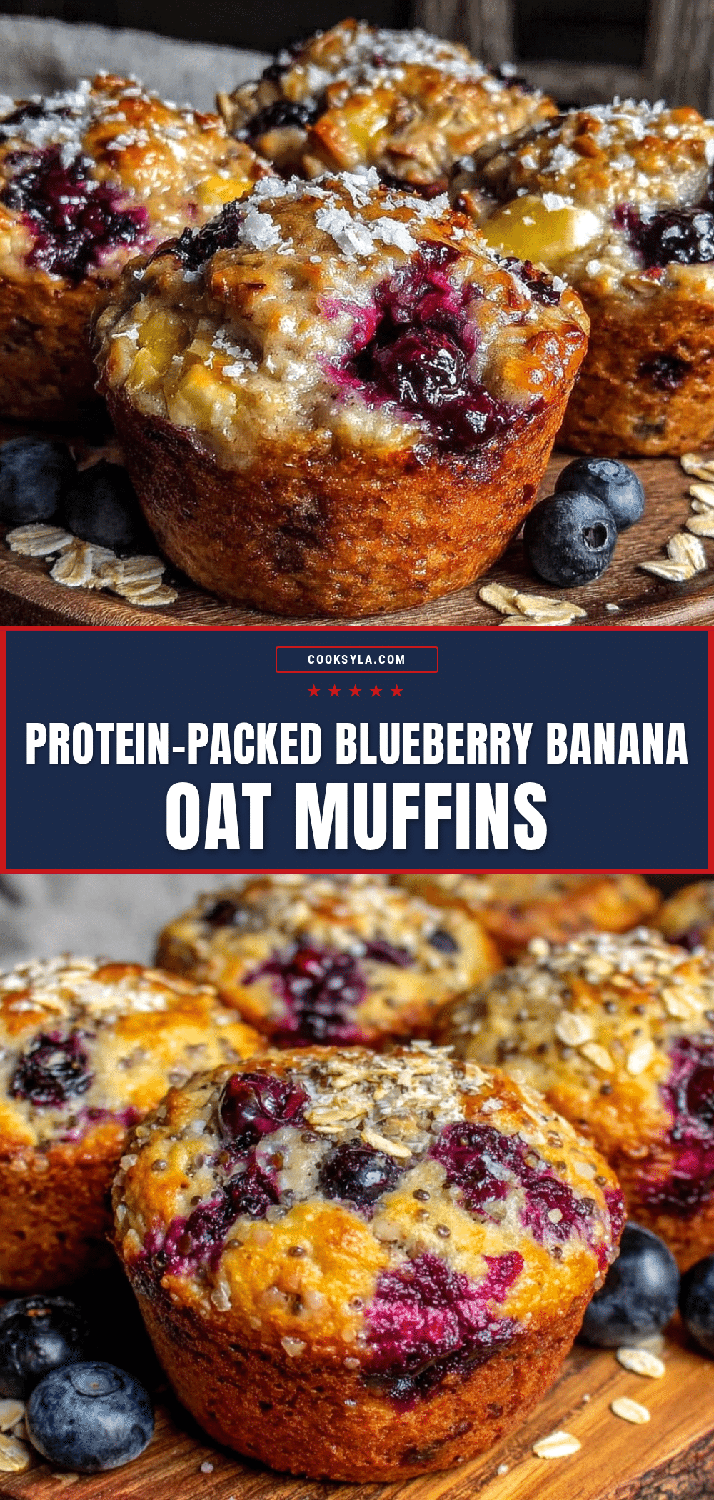protein-packed blueberry banana oat muffins recipe