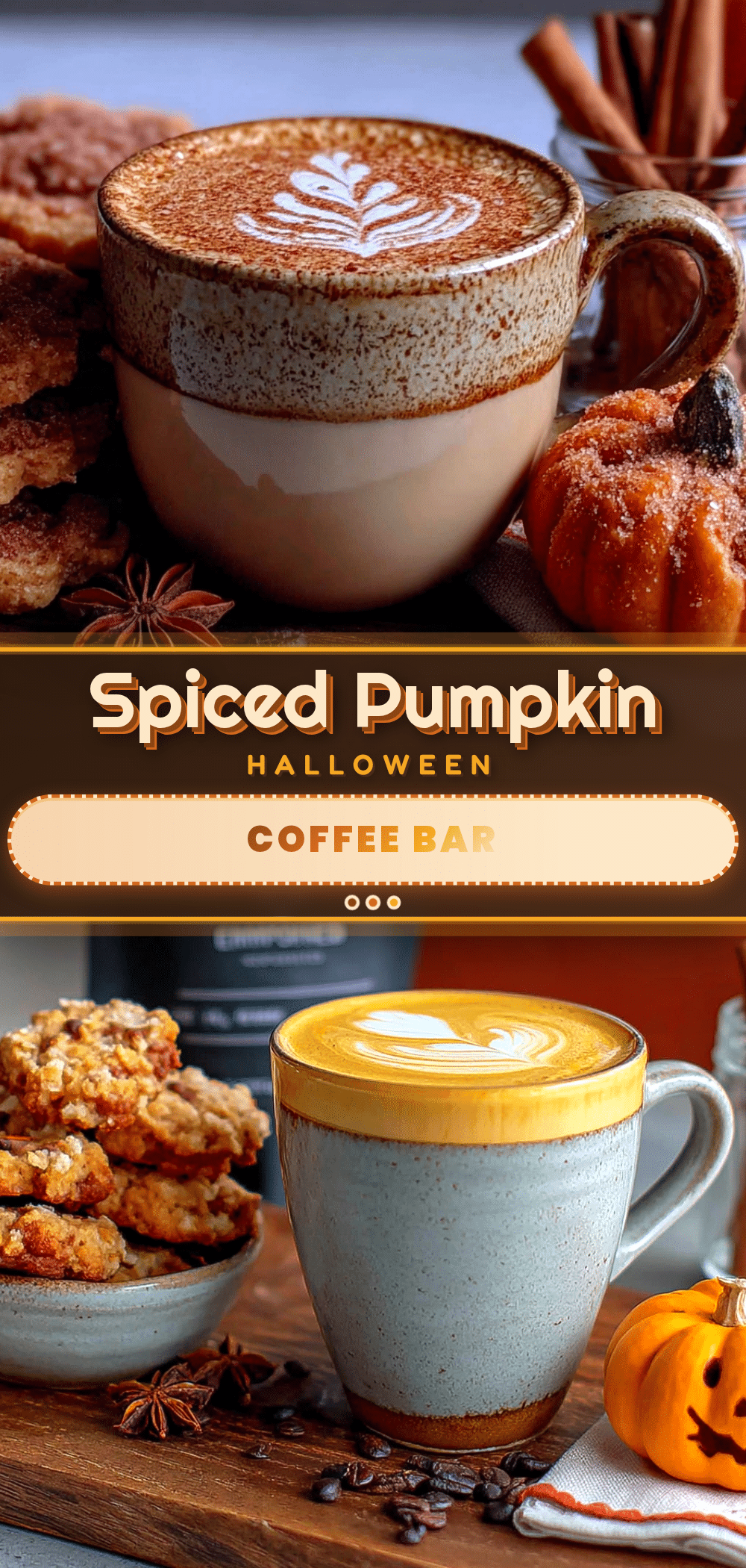 cozy spiced pumpkin Halloween coffee bar setup recipe