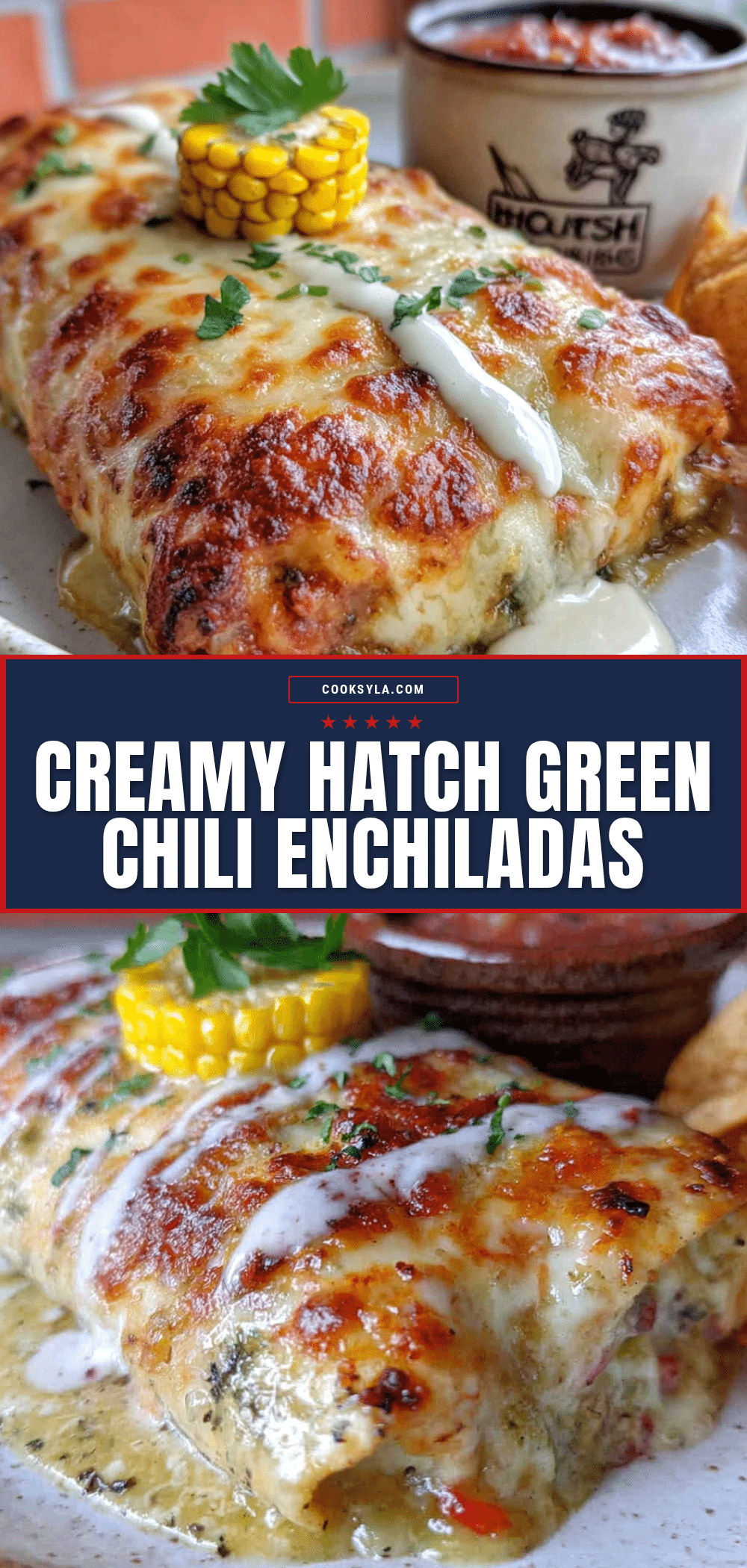 Creamy Hatch Green Chili Chicken Enchiladas recipe