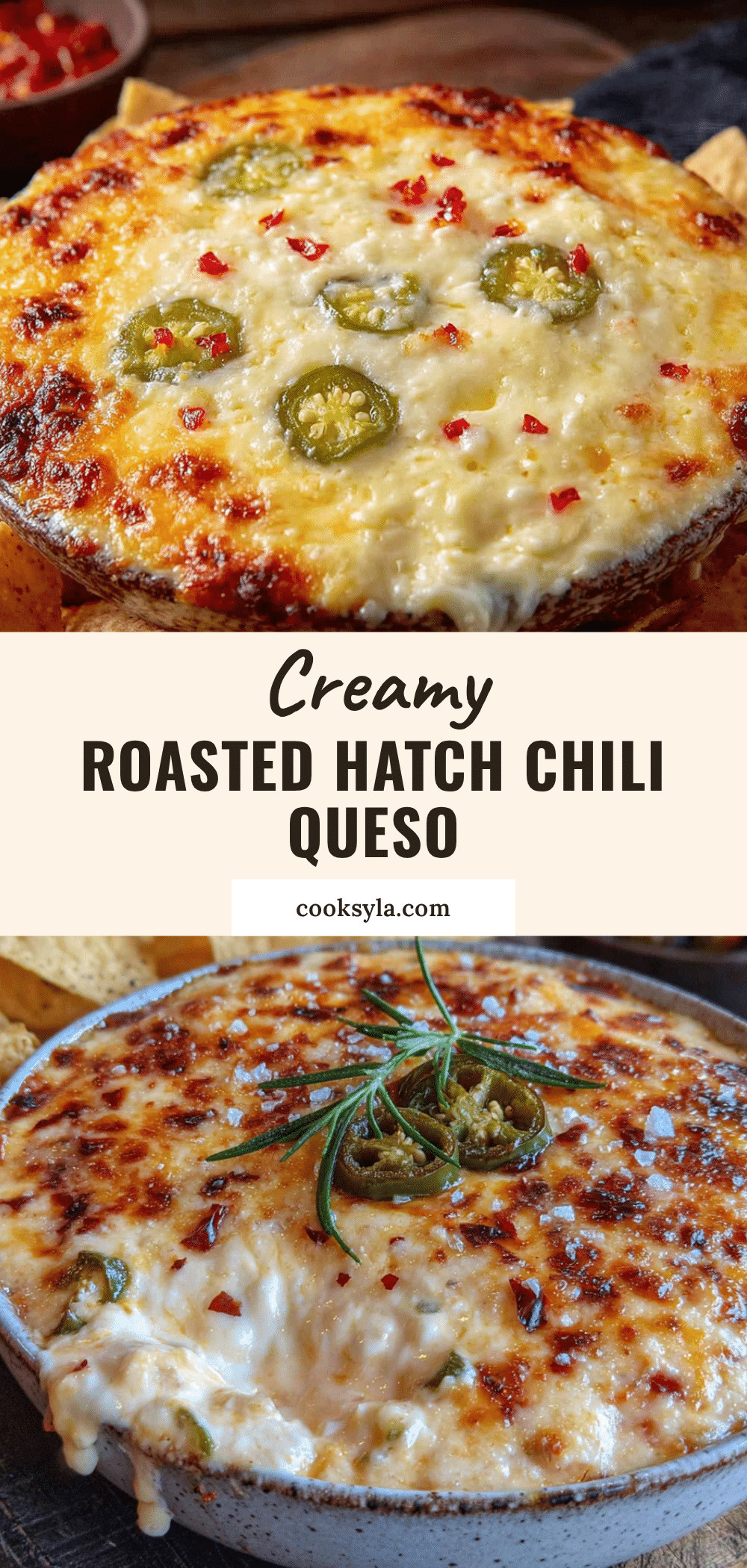 creamy roasted hatch chili queso dip recipe