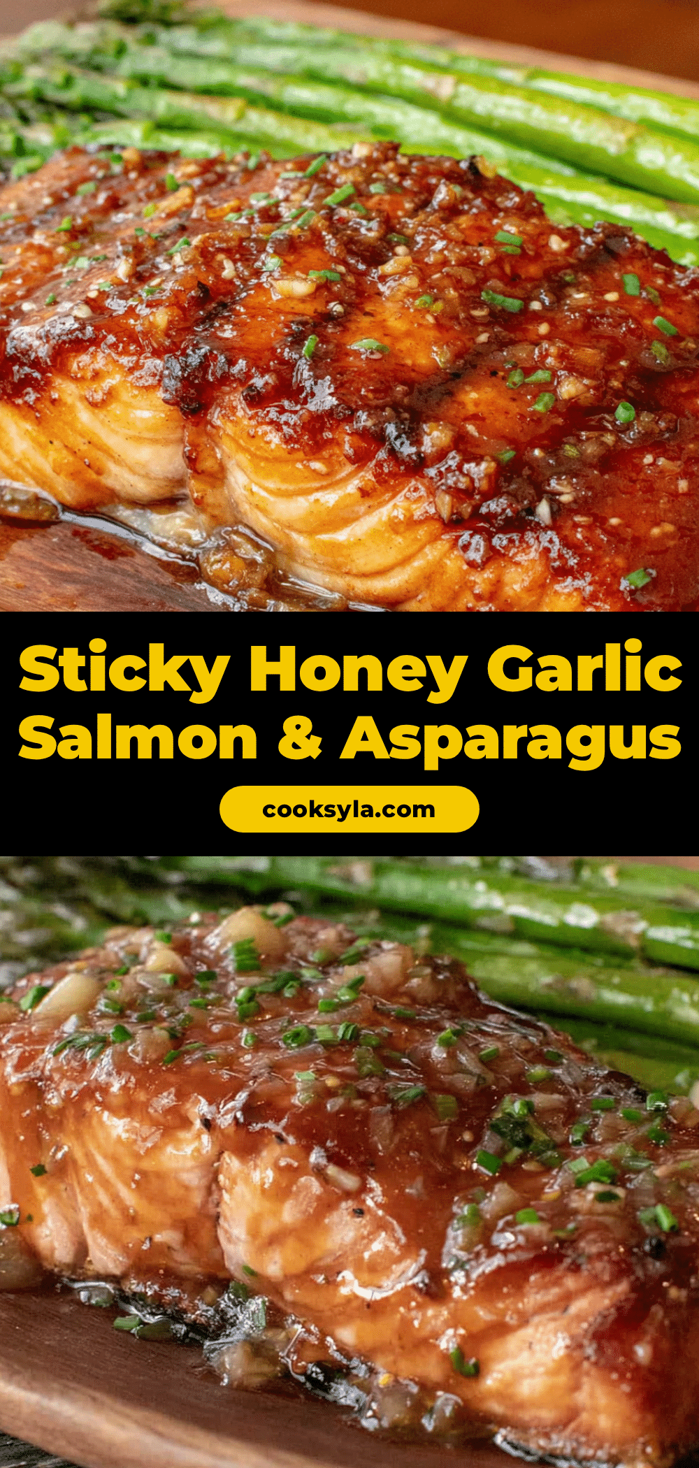 sticky honey garlic baked salmon with asparagus recipe
