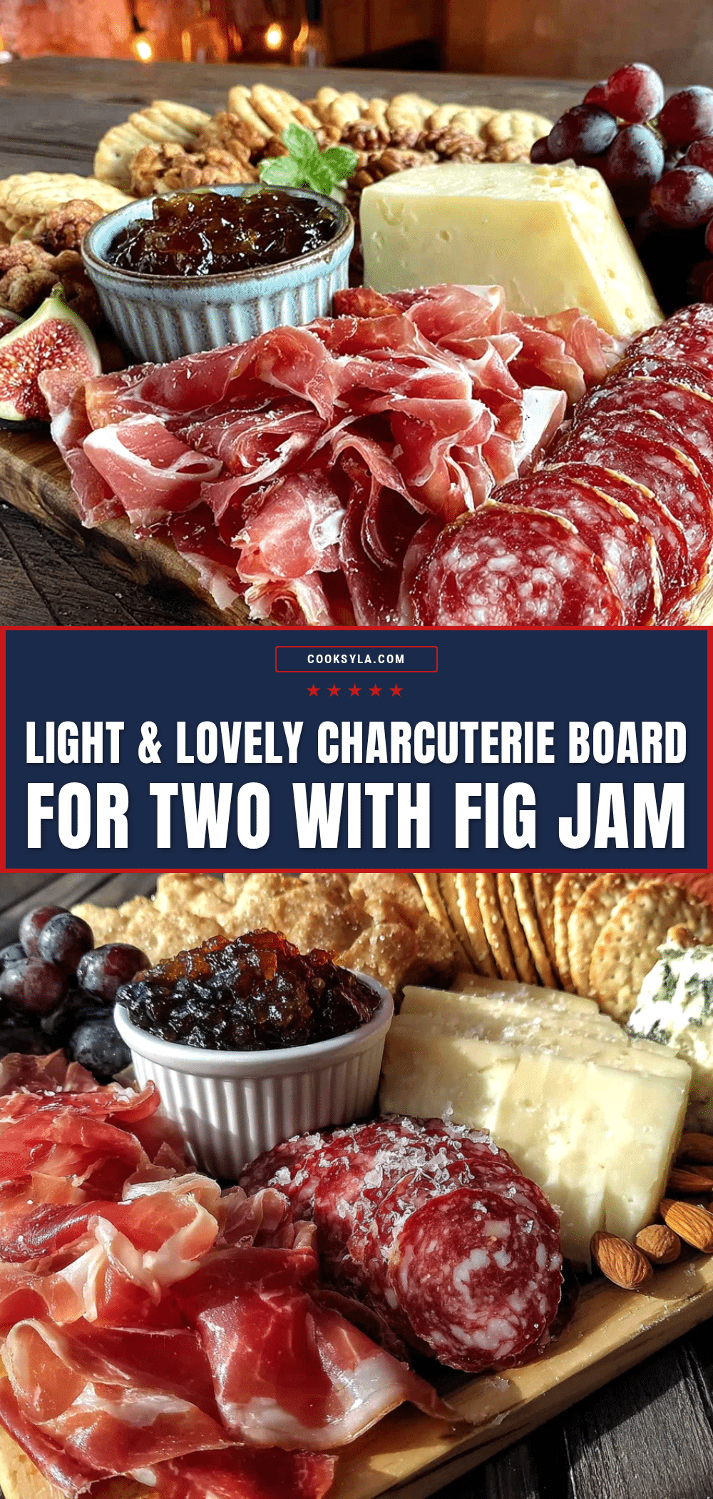 charcuterie board for two with fig jam recipe