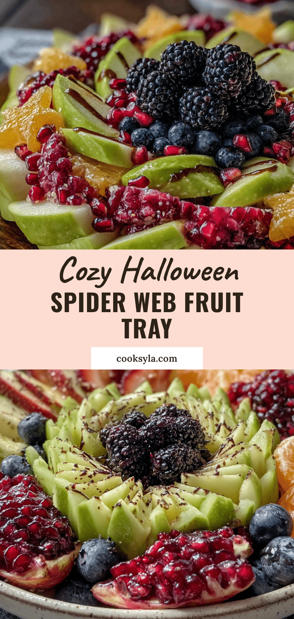 Cozy Halloween Spider Web Fruit Tray recipe