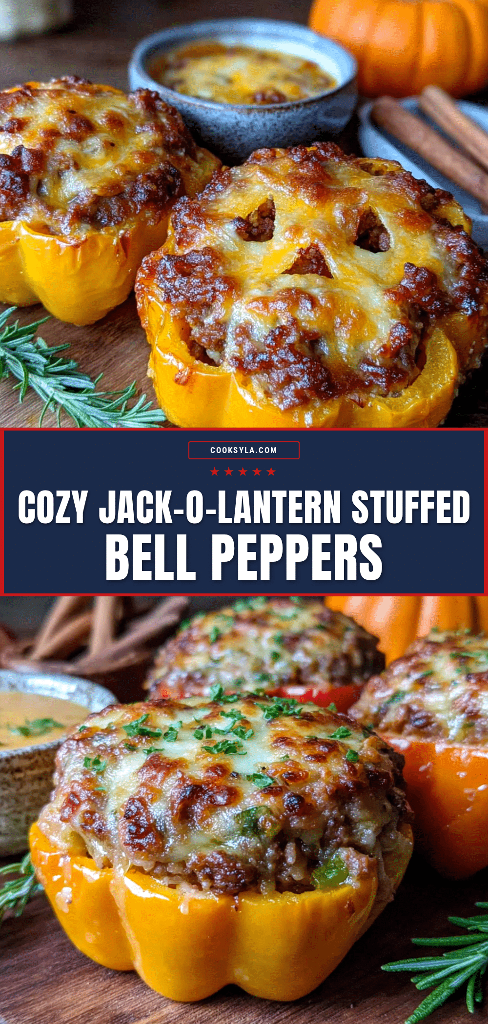 cozy jack-o-lantern stuffed peppers recipe