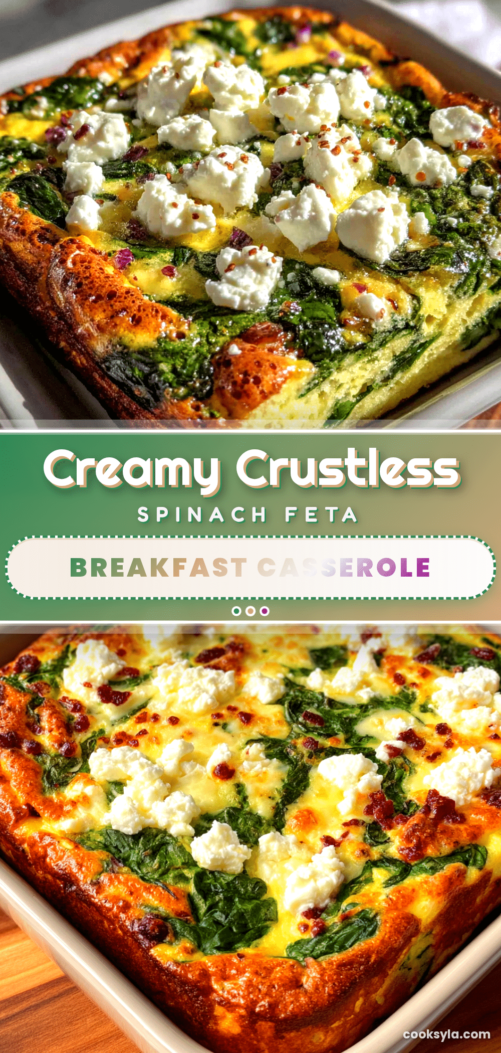 creamy crustless spinach feta breakfast casserole recipe
