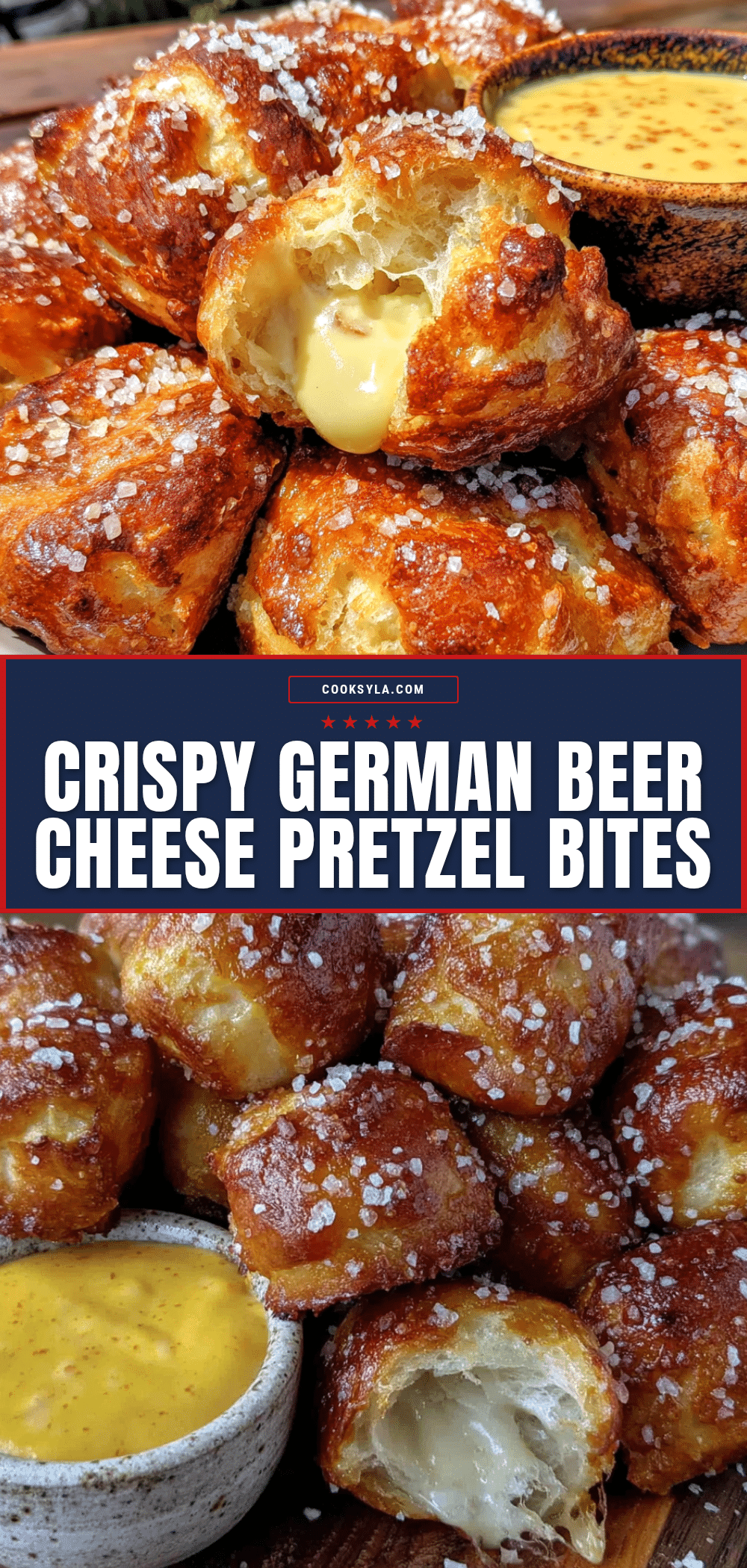 Crispy German Beer Cheese Pretzel Bites recipe