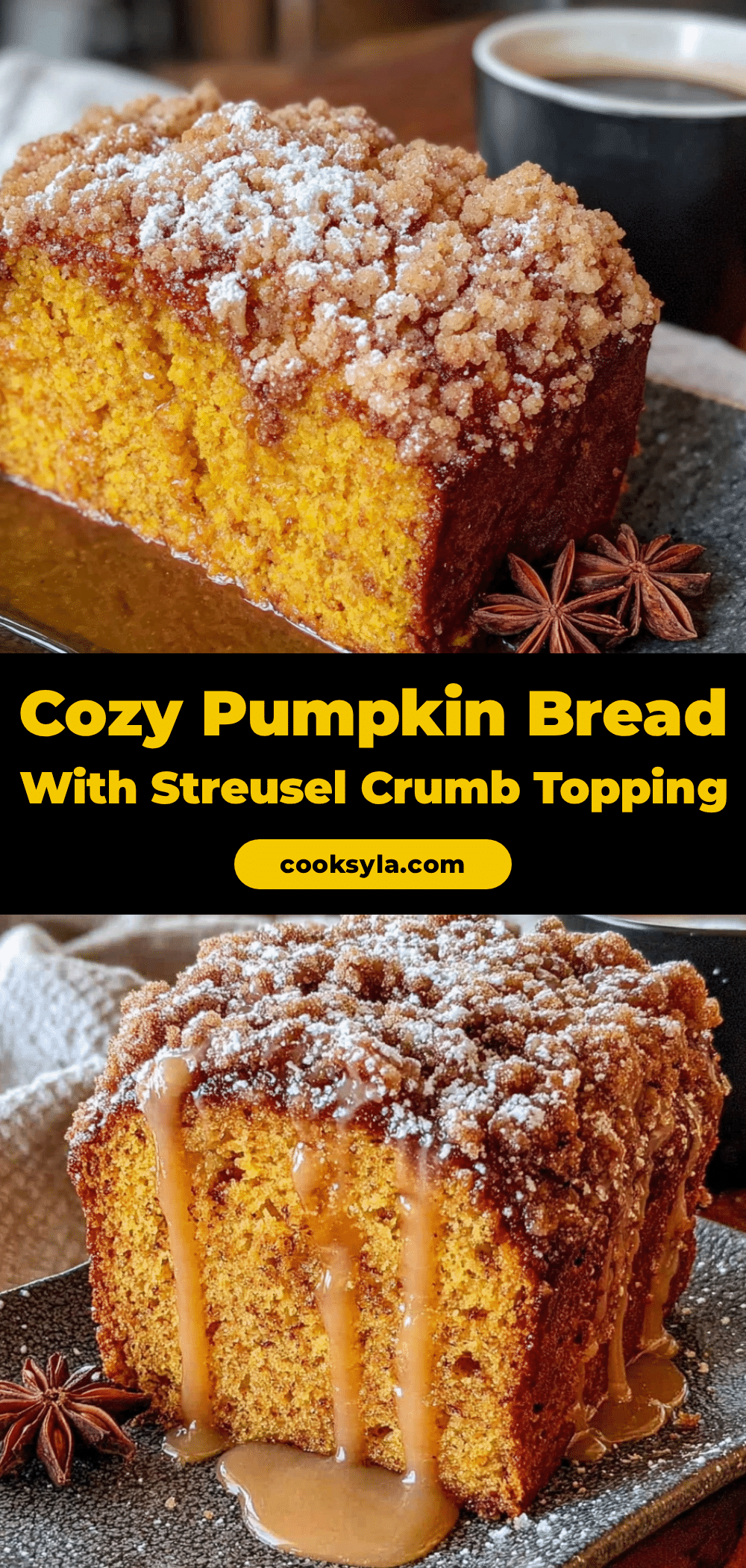 Pumpkin bread with streusel topping recipe