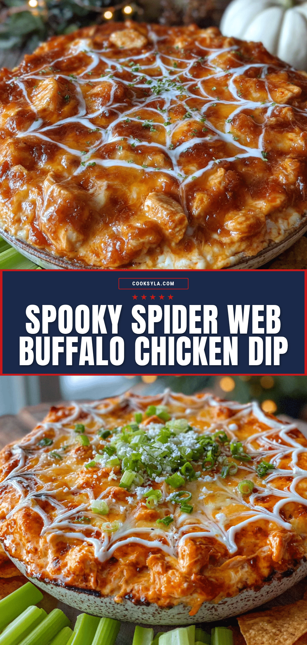 Spooky Creamy Buffalo Chicken Dip recipe